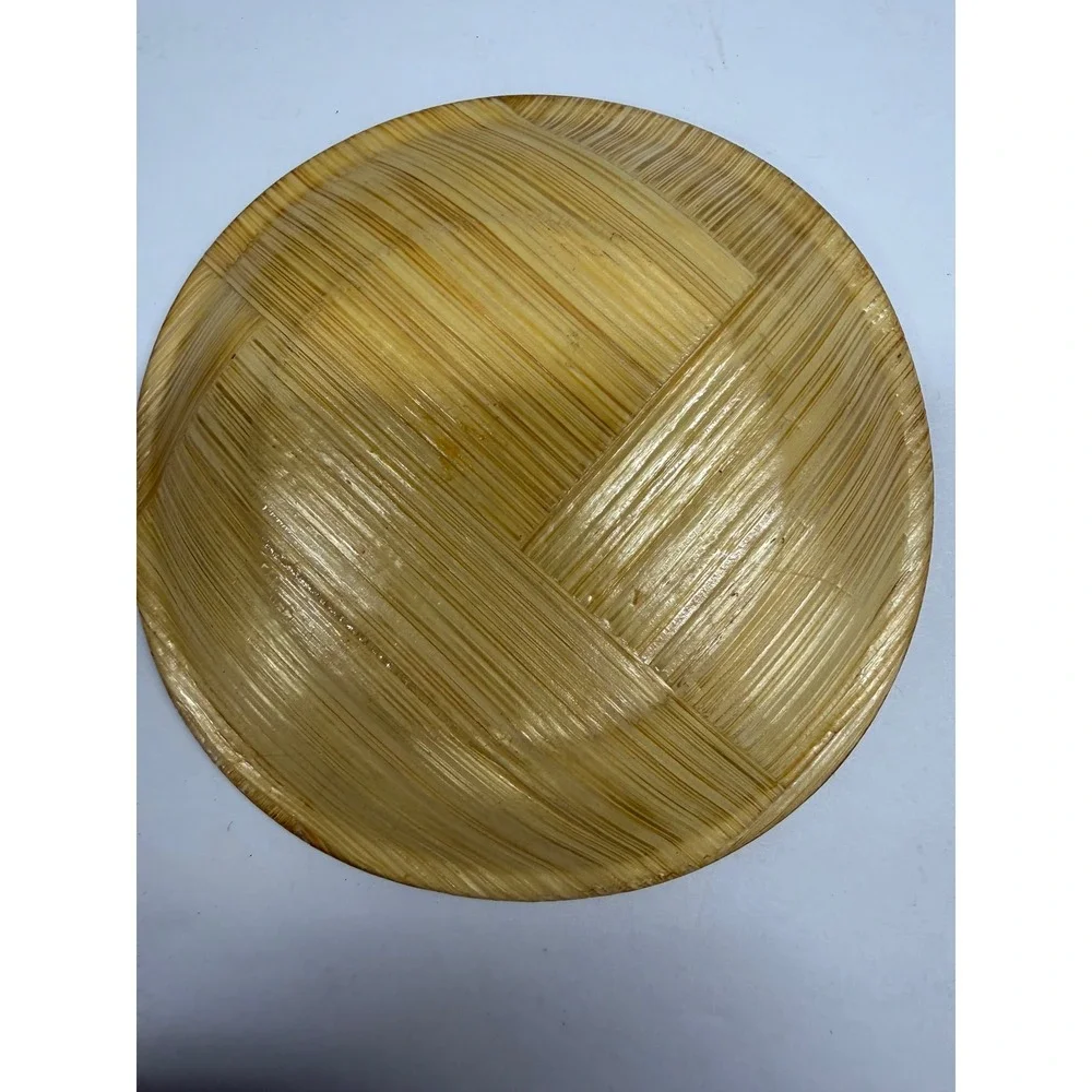 Vintage Barbados Island in the Sun Woven Bamboo Souvenir Map Plate 6 Inch